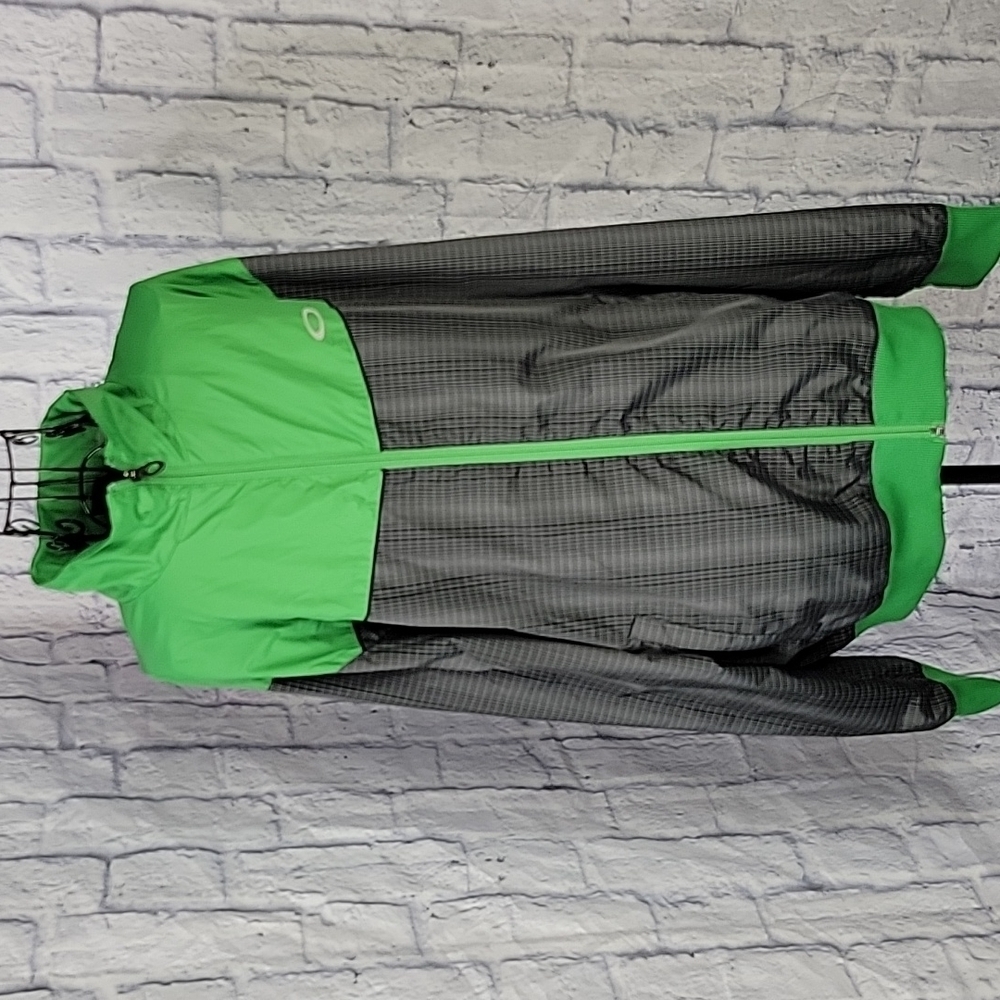 VINTAGE OAKLEY Black Striped and Green Zip Up‎ All Weather Jacket Large